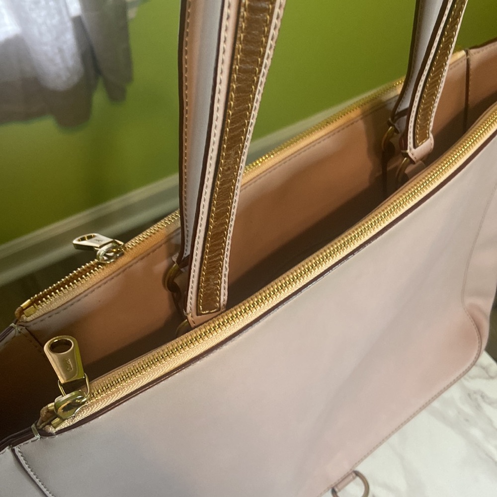 🇫🇷✨CHLOE✨Double Zip Laptop/Tote Rosewater Pink Leather with COA and Chloe dusty🌸 - Picture 3 of 15